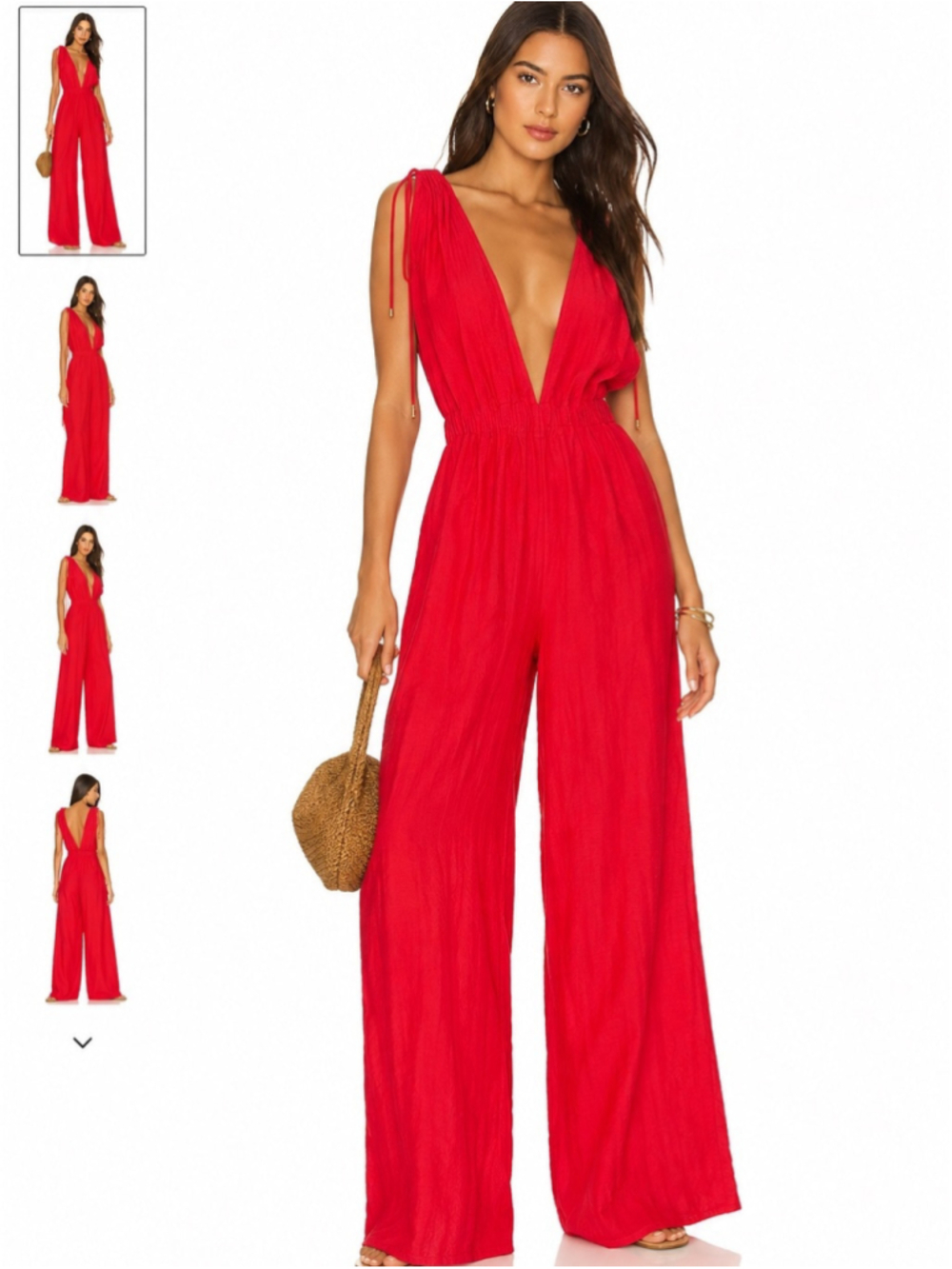 ZARA Red Wide-Leg Jumpsuit | Size M